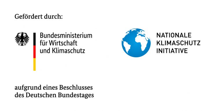Logos der Förderer: Bundesministerium für Umwelt, Naturschutz und nukleare Sicherheit; Nationale Klimaschutzinitiative; Projektträger Jülich